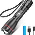Small torch, black, rechargeable via USB